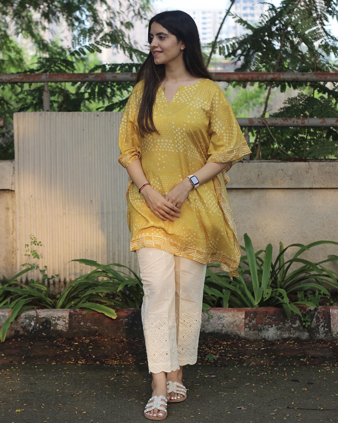 Sunlit Ivory Pure Muslin Kaftan