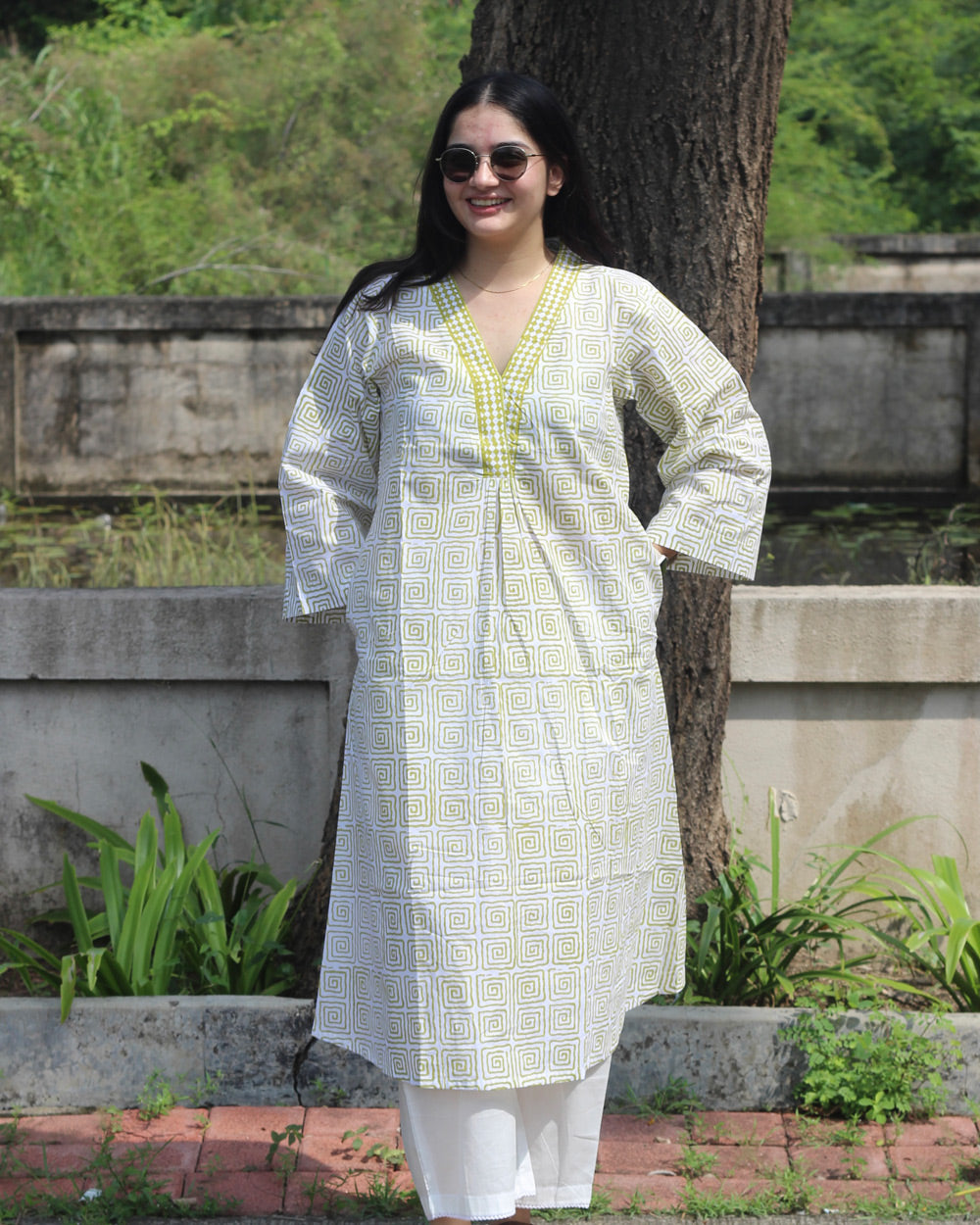 Tulsi Long Kurta in Pure Cotton