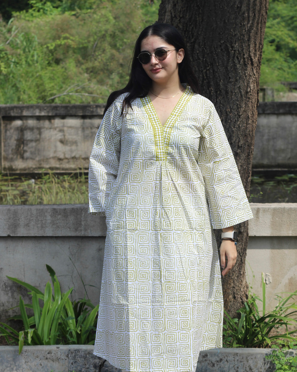 Tulsi Long Kurta in Pure Cotton