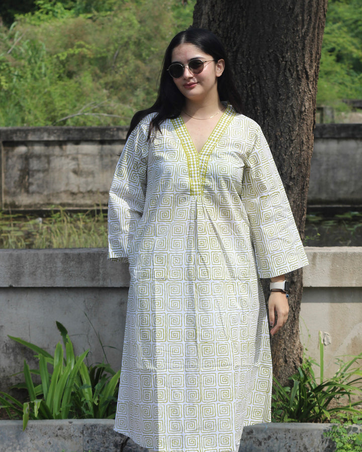 Tulsi Long Kurta in Pure Cotton