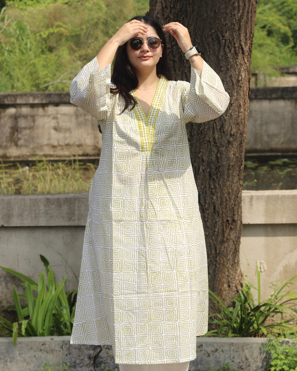 Tulsi Long Kurta in Pure Cotton