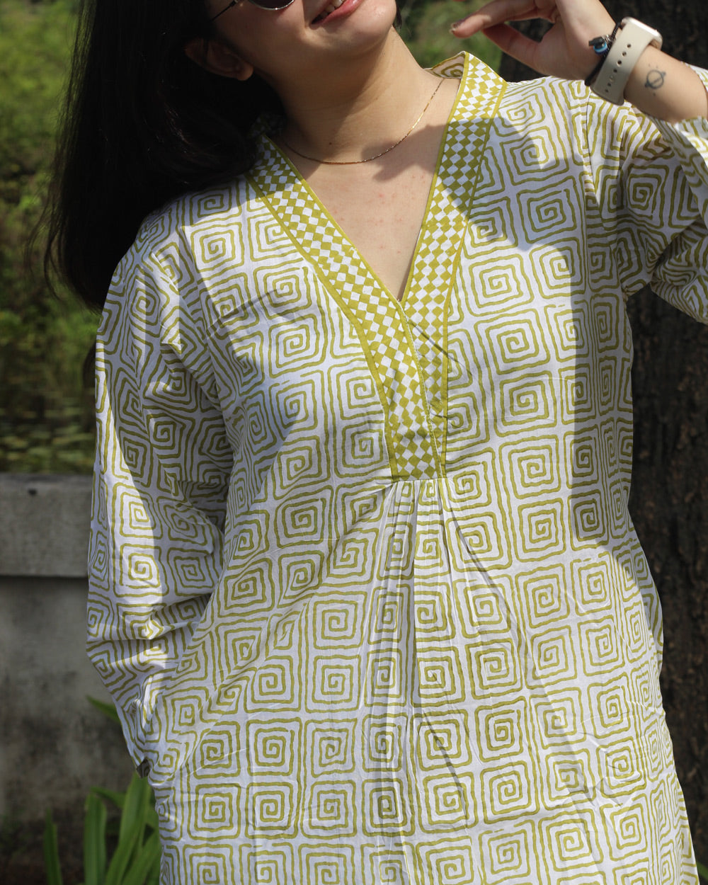 Tulsi Long Kurta in Pure Cotton