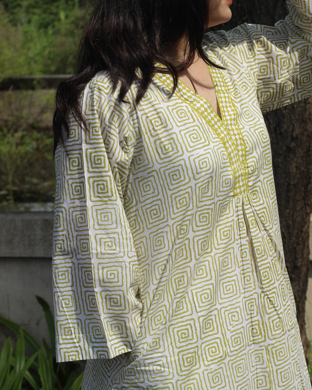 Tulsi Long Kurta in Pure Cotton