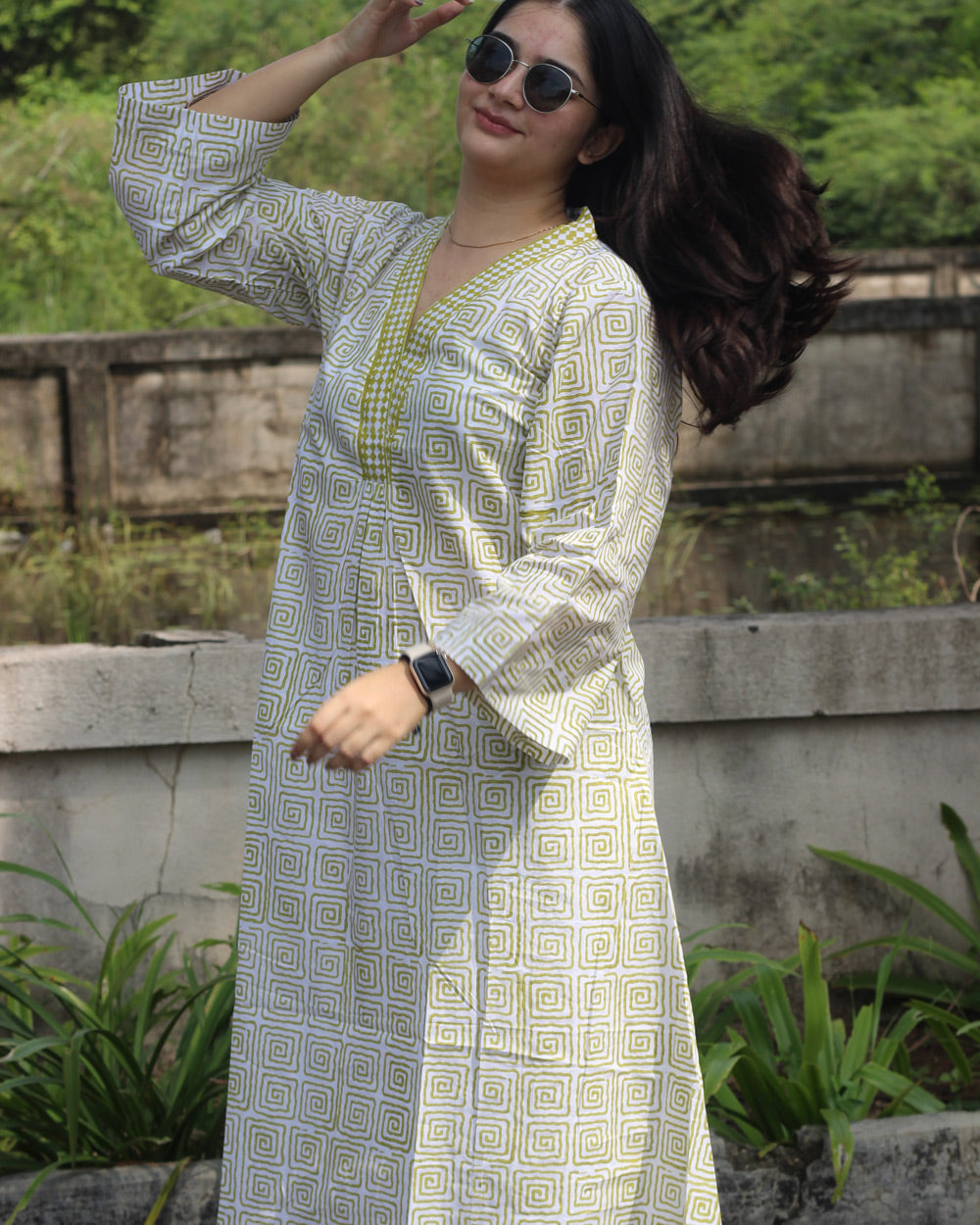 Tulsi Long Kurta in Pure Cotton