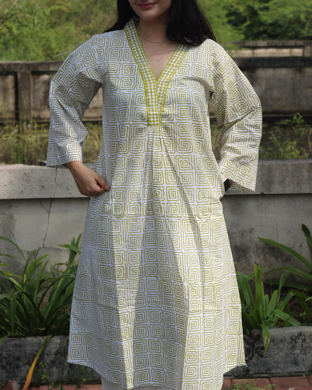Tulsi Long Kurta in Pure Cotton