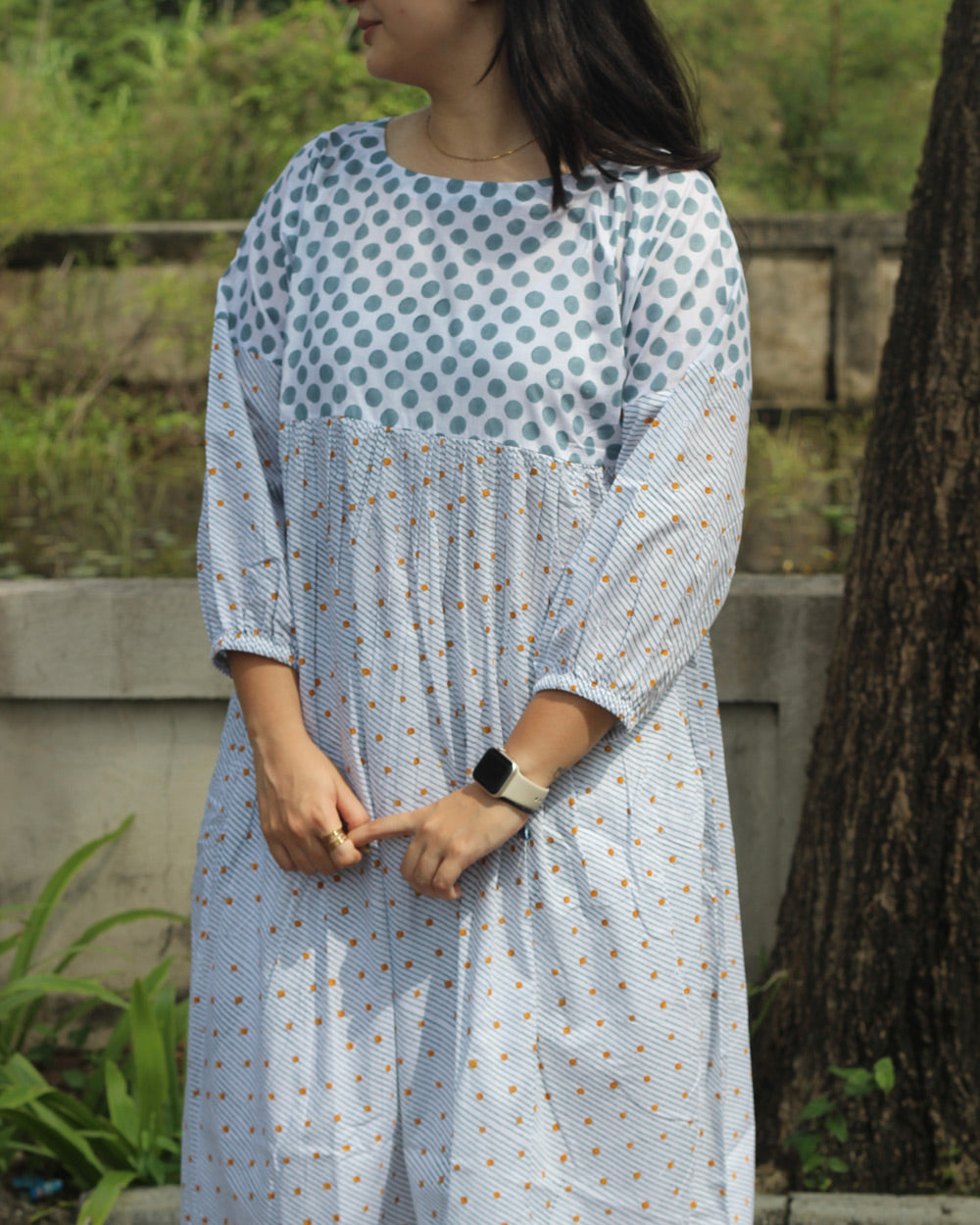 Jhumki Long Kurta in Pure Cotton