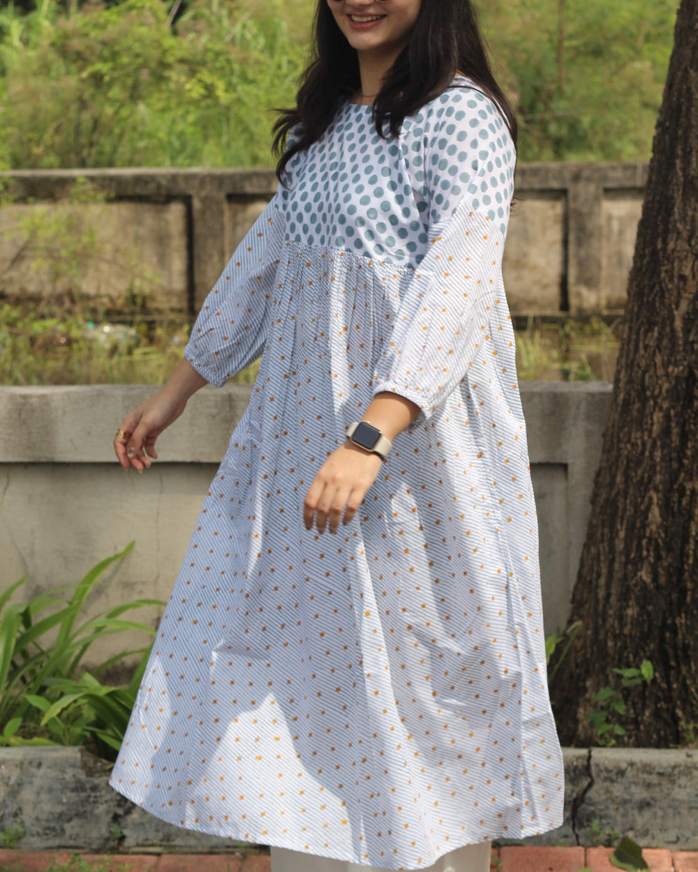 Jhumki Long Kurta in Pure Cotton