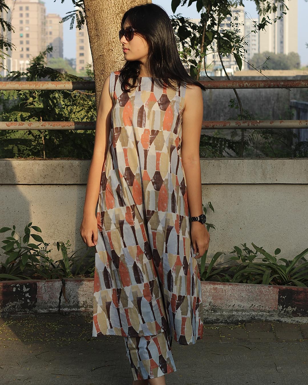 Premium cotton Brick Abstract Printed Co-ord Set