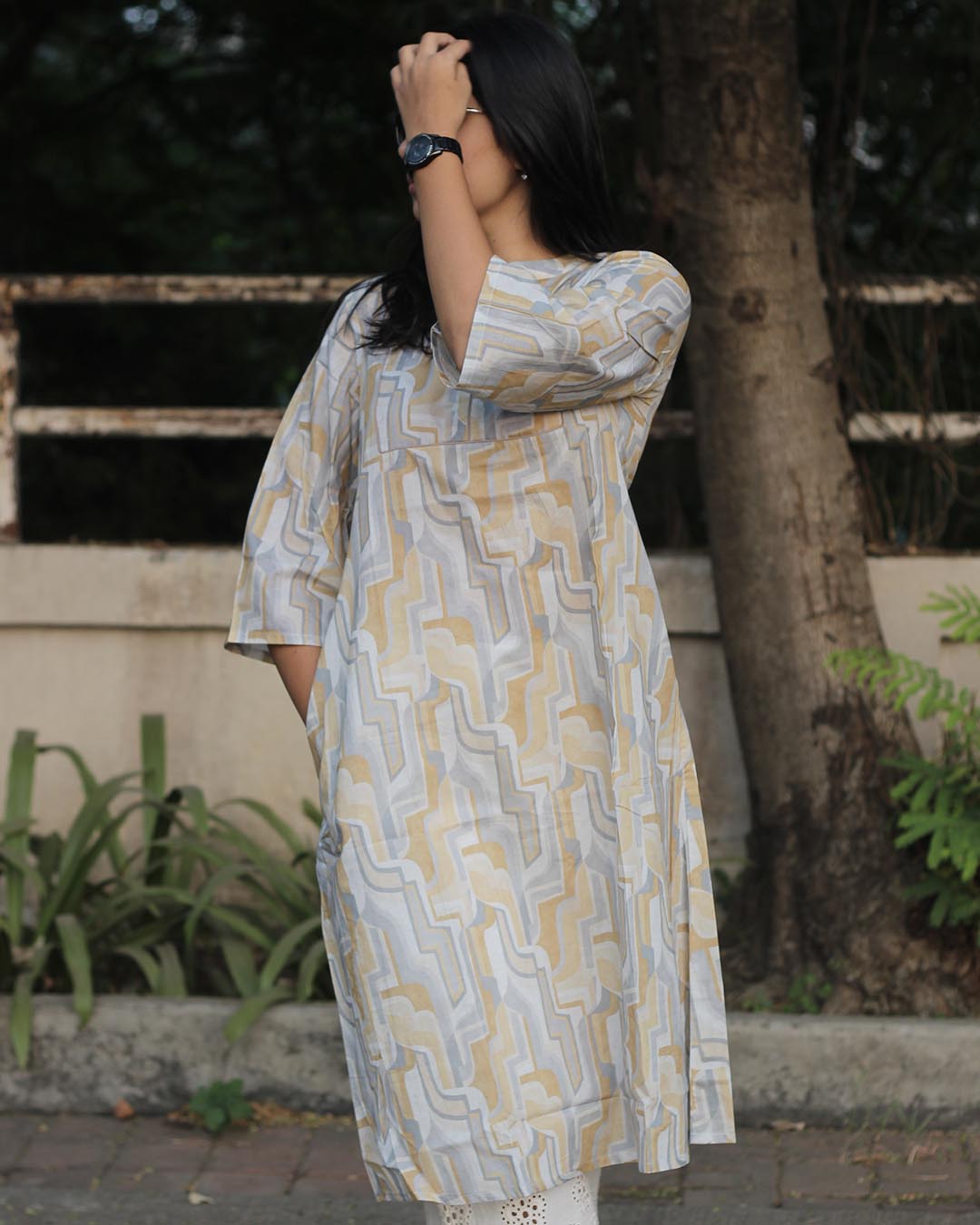 Premium cotton Abstract Printed Light Dusty Long Kurta