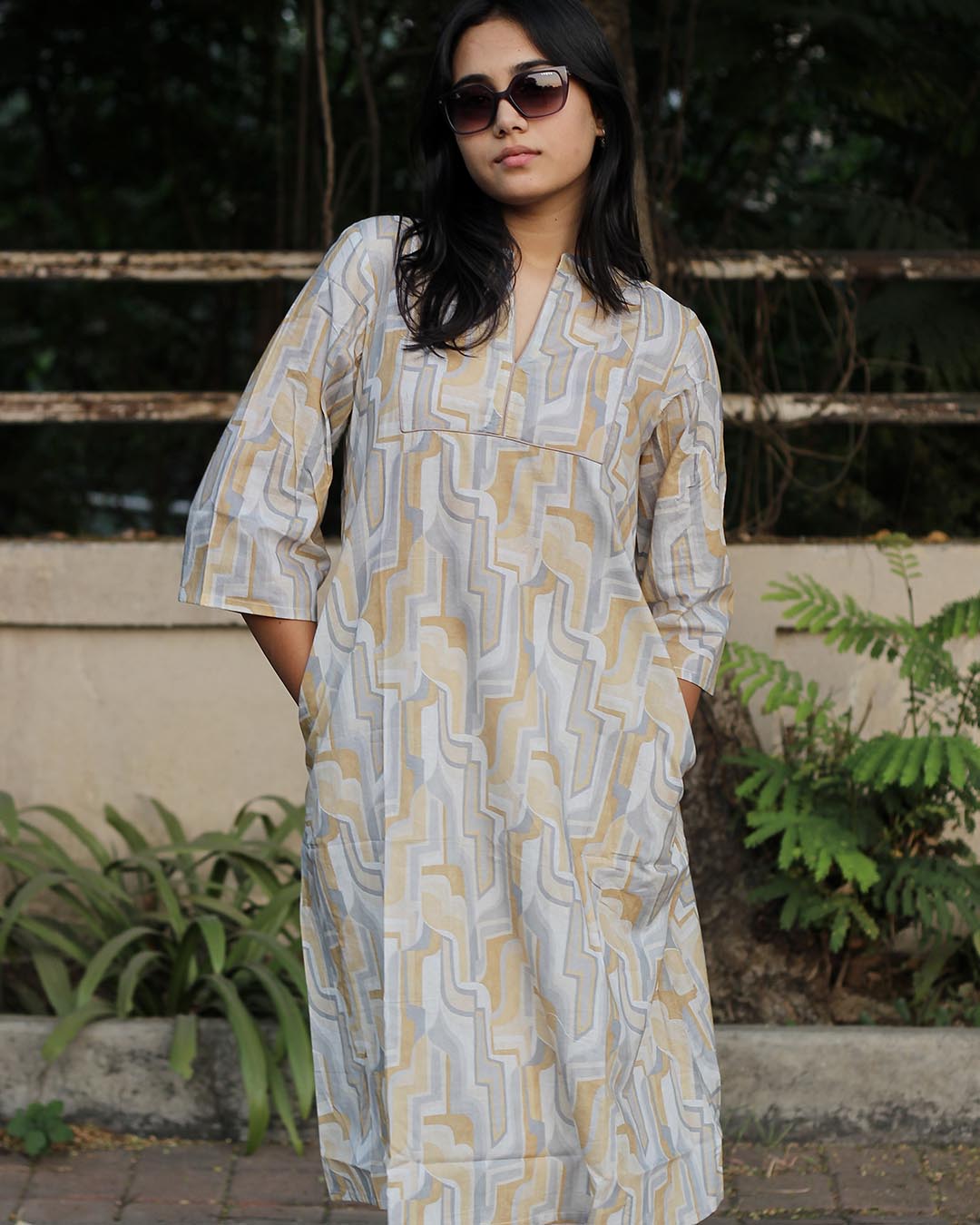 Premium cotton Abstract Printed Light Dusty Long Kurta