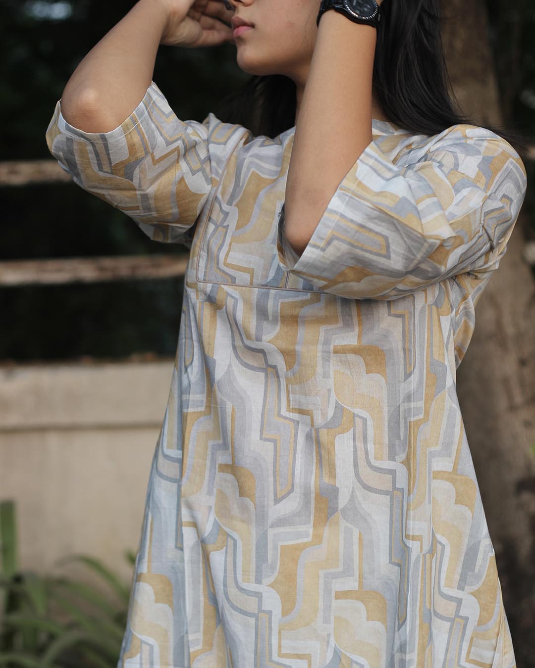 Premium cotton Abstract Printed Light Dusty Long Kurta