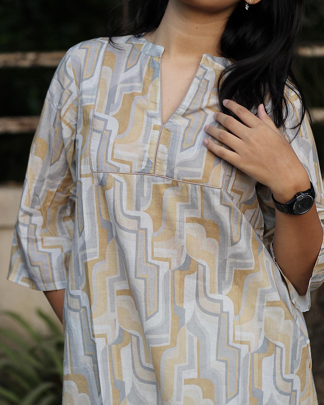 Premium cotton Abstract Printed Light Dusty Long Kurta