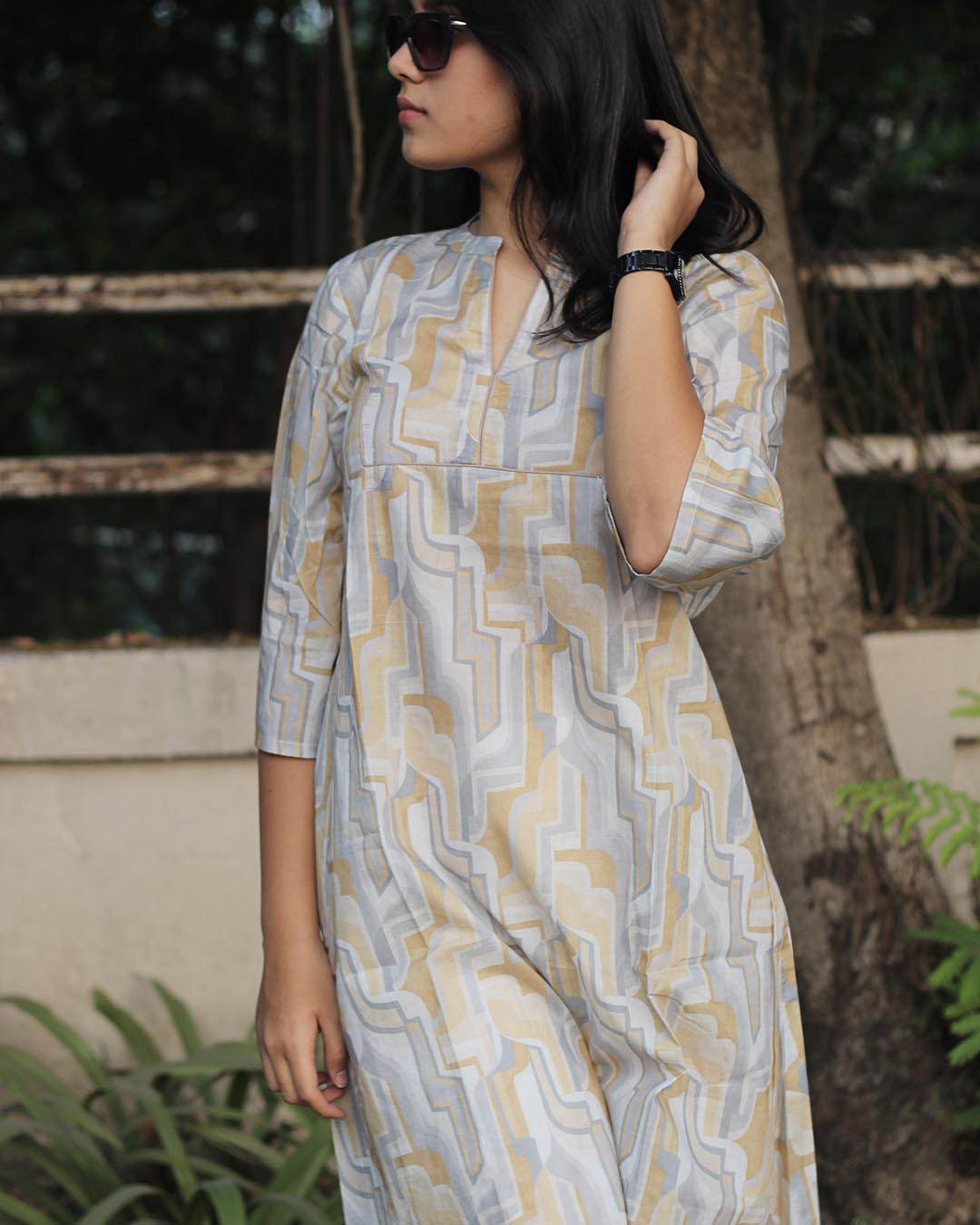 Premium cotton Abstract Printed Light Dusty Long Kurta