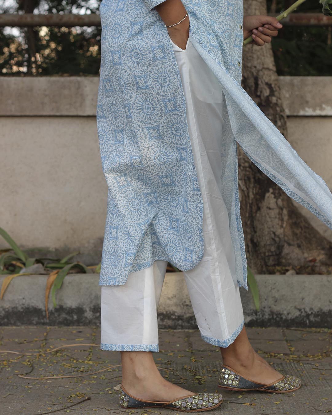 Blue Geometrical Kurta set in Premium cotton