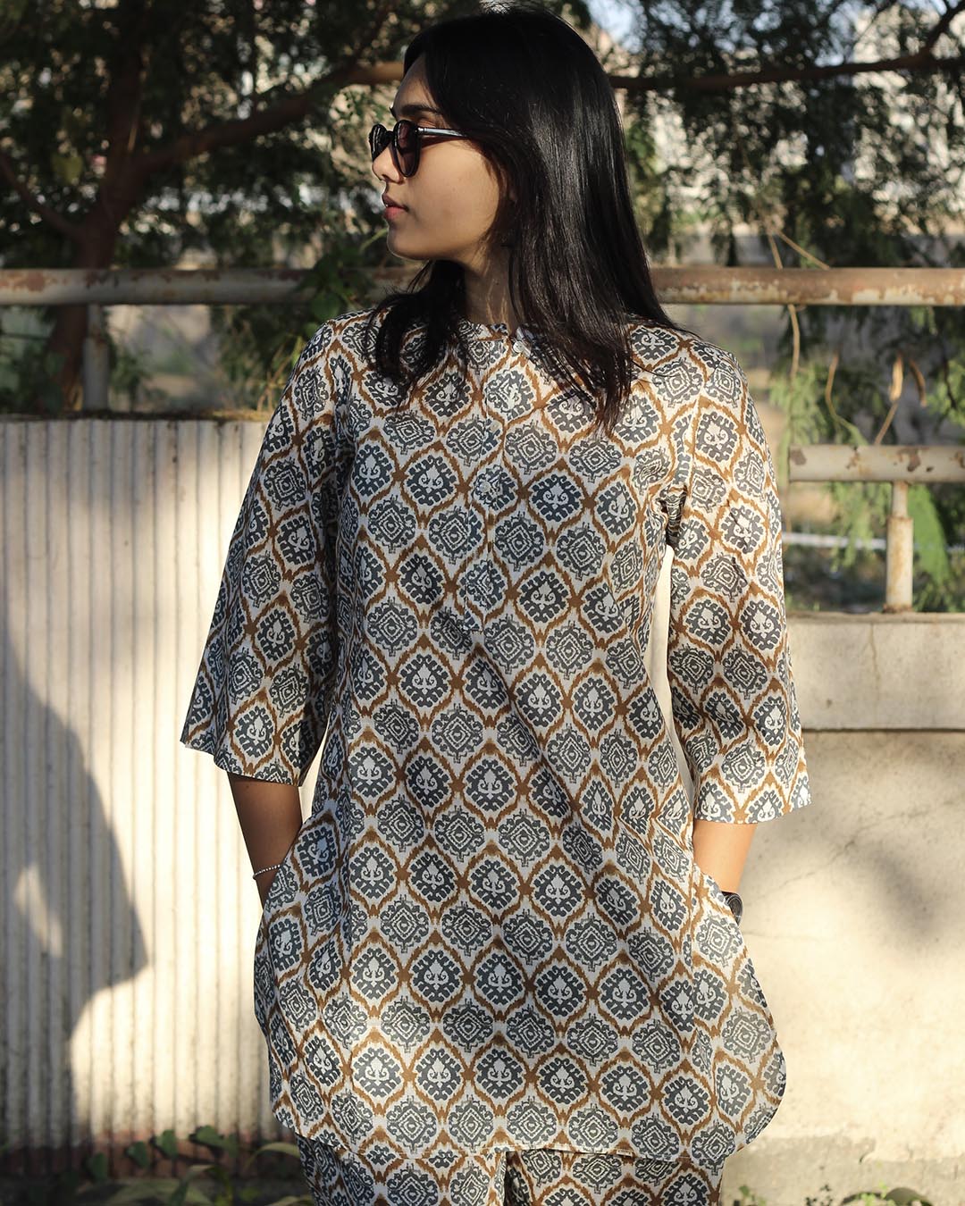 Rustic Ikkat Lounge Set in Premium Cotton