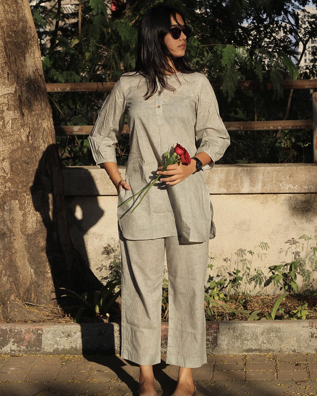 Dusty Squares Lounge set in Premium Cotton