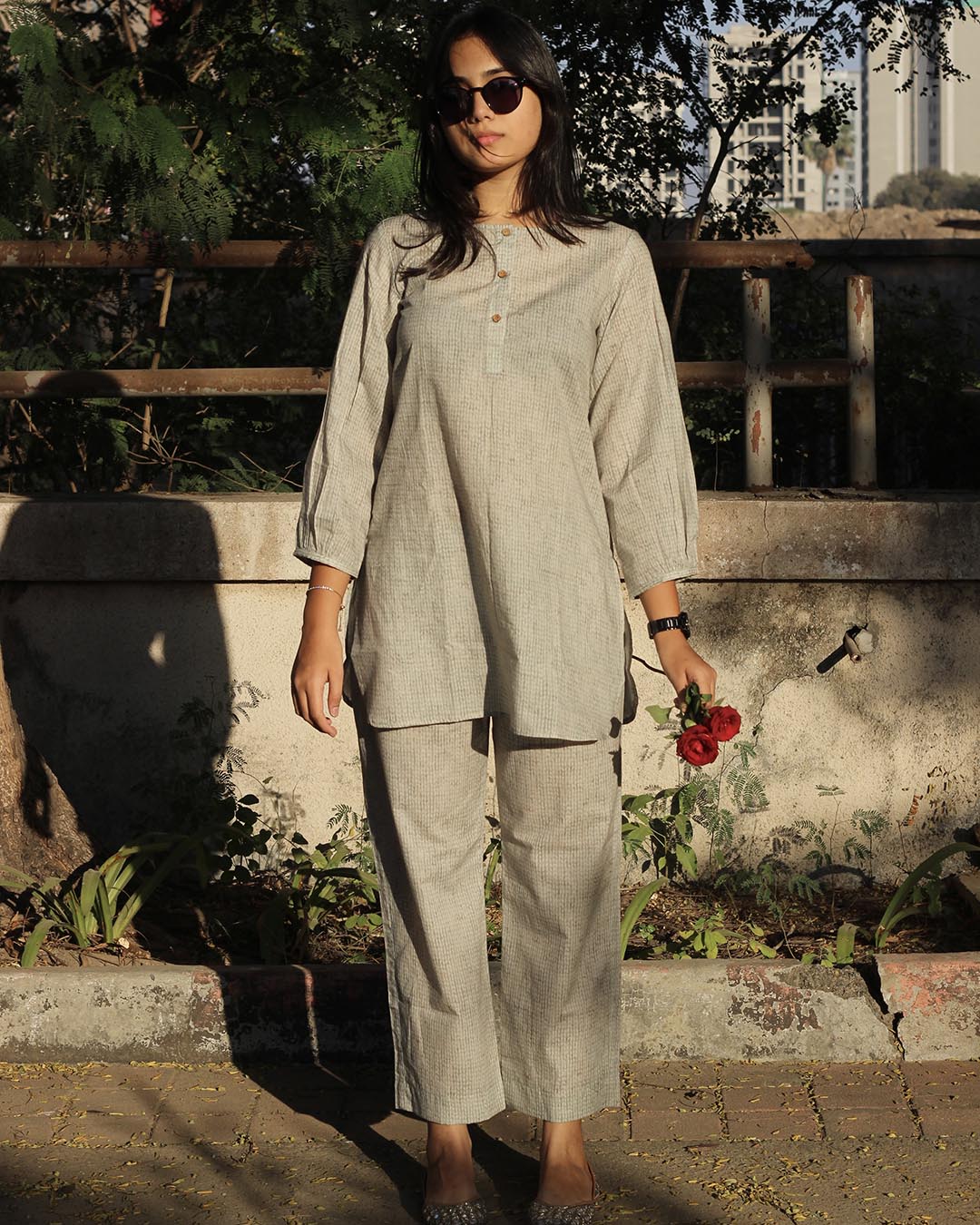 Dusty Squares Lounge set in Premium Cotton