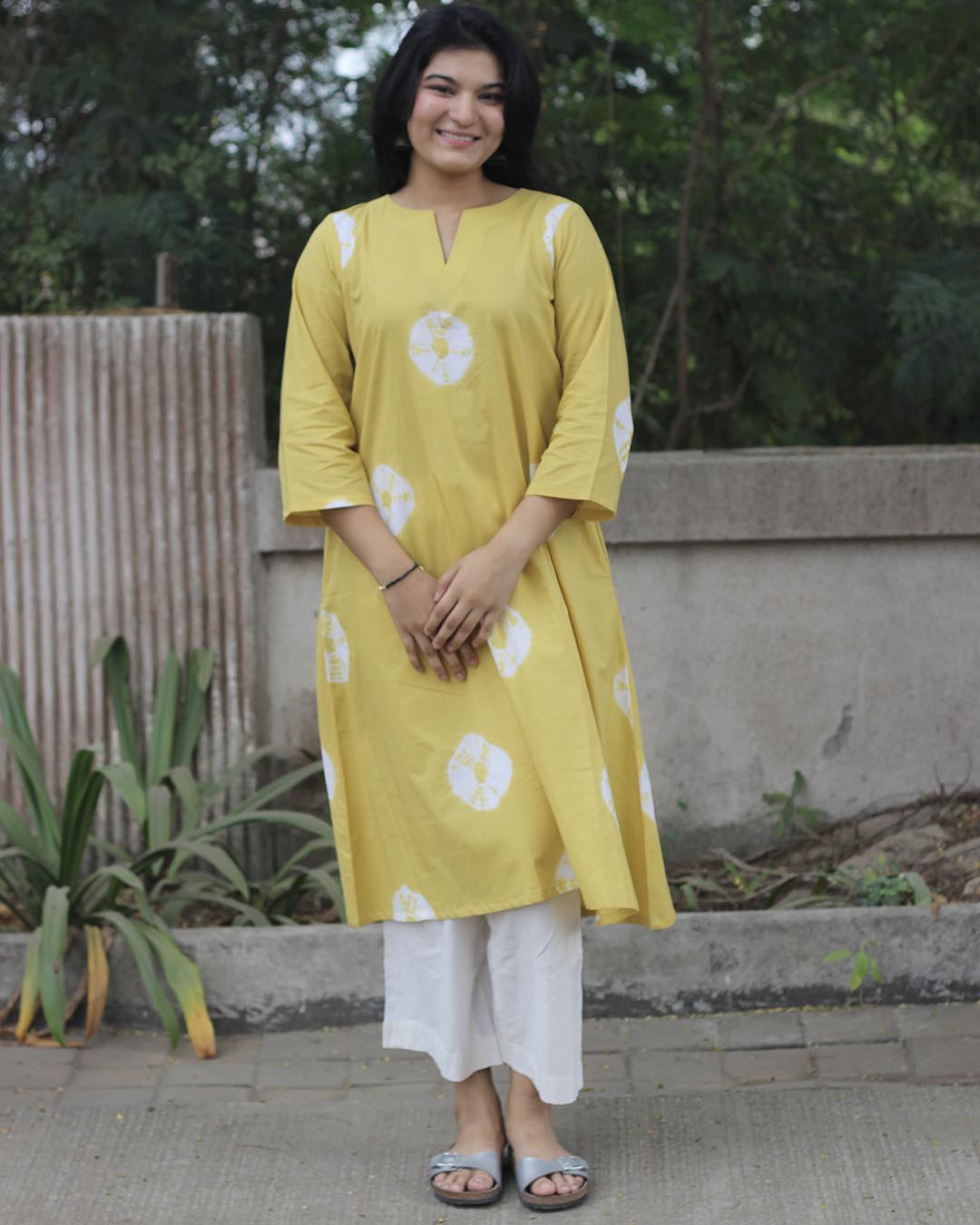 Tye-Dye Bandhani Pure Cotton Yellow Kurta