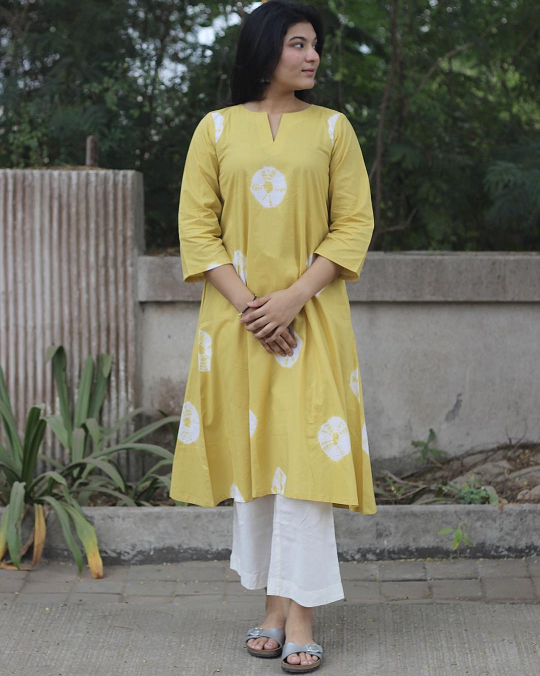 Tye-Dye Bandhani Pure Cotton Yellow Kurta