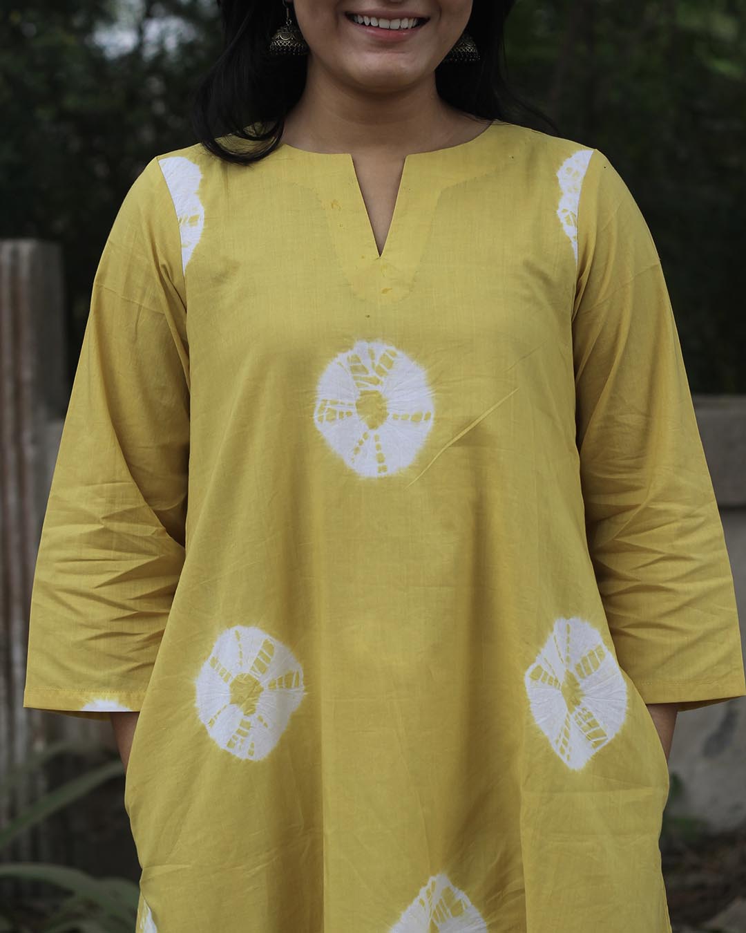 Tye-Dye Bandhani Pure Cotton Yellow Kurta