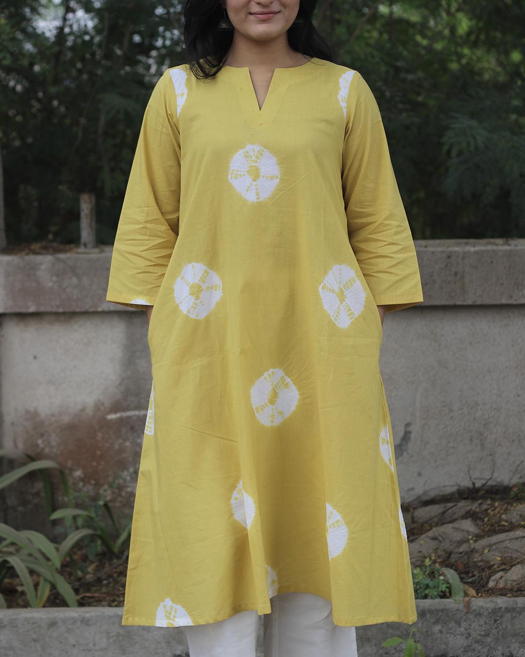 Tye-Dye Bandhani Pure Cotton Yellow Kurta
