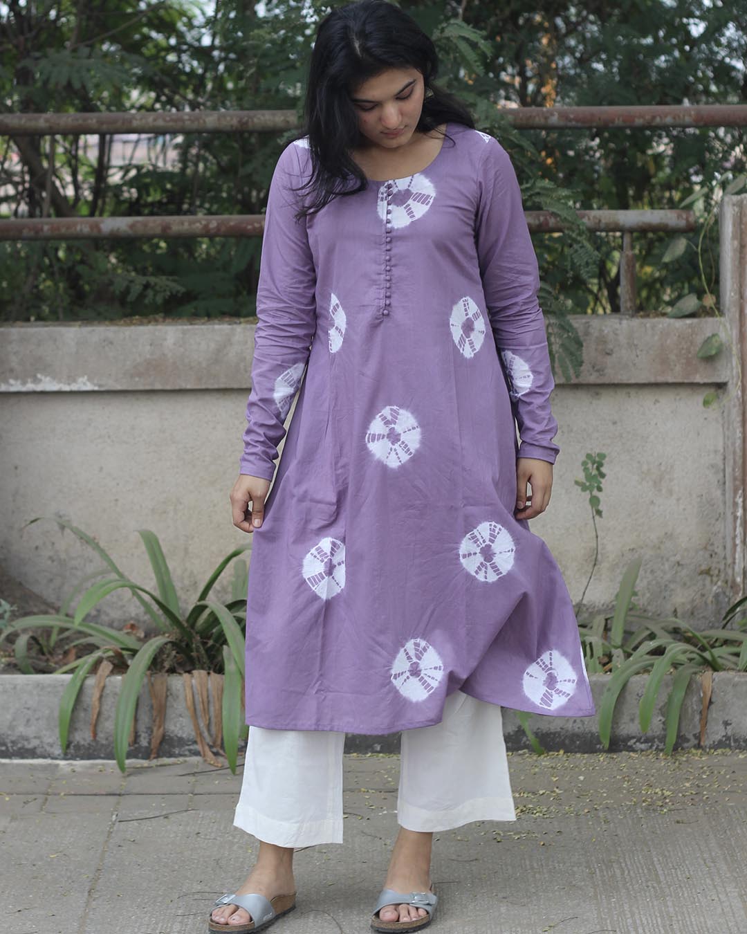 Tye-Dye Bandhani Pure Cotton Purple Kurta
