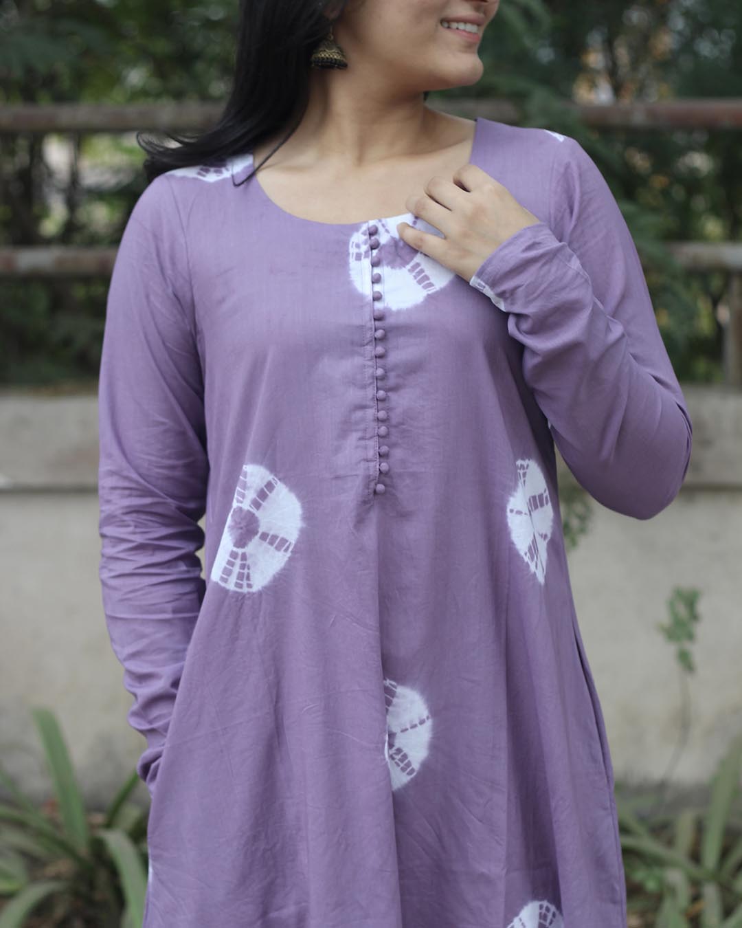 Tye-Dye Bandhani Pure Cotton Purple Kurta