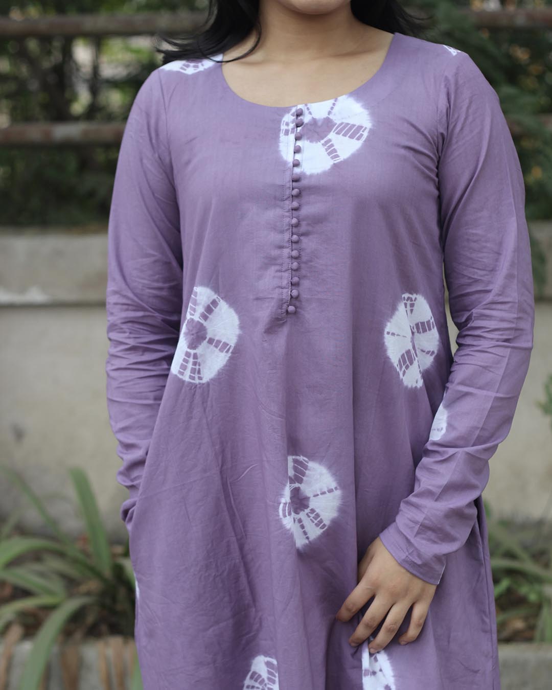 Tye-Dye Bandhani Pure Cotton Purple Kurta