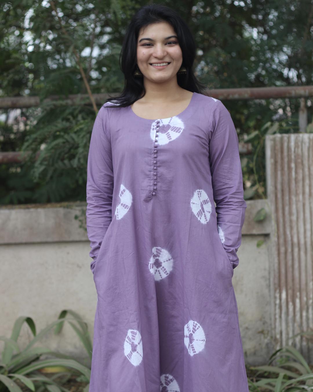 Tye-Dye Bandhani Pure Cotton Purple Kurta