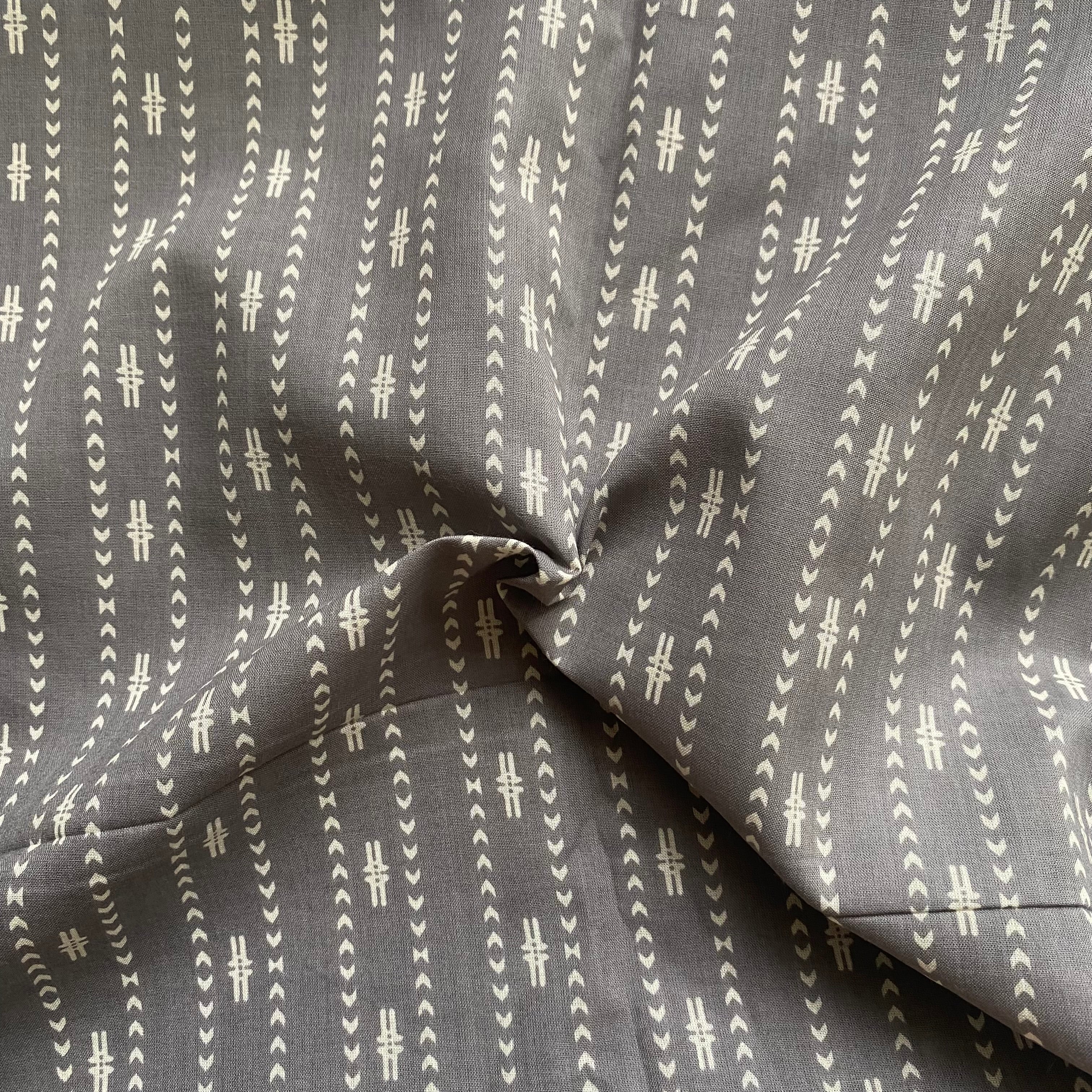 Grey subtle abstract print pure cotton fabric per meter price