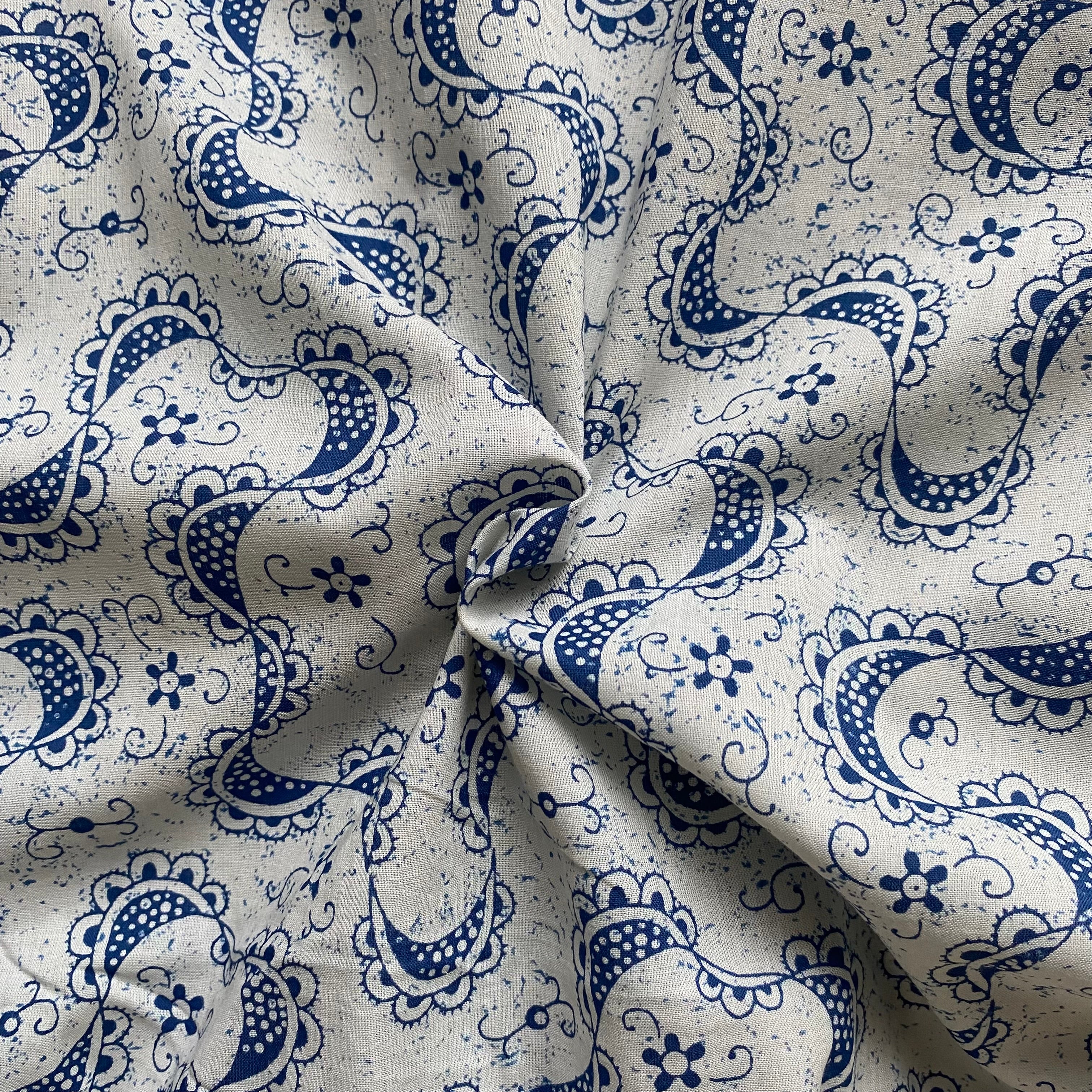 Indigo pure cotton abstract print per meter price