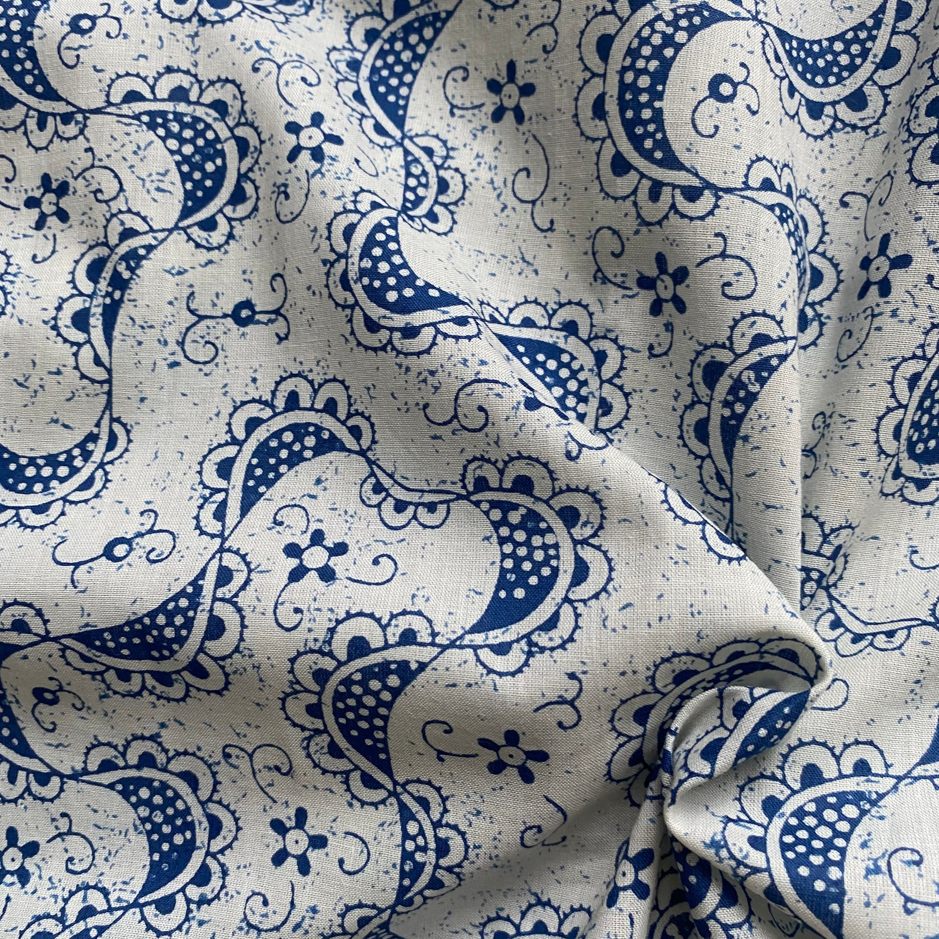 Indigo pure cotton abstract print per meter price