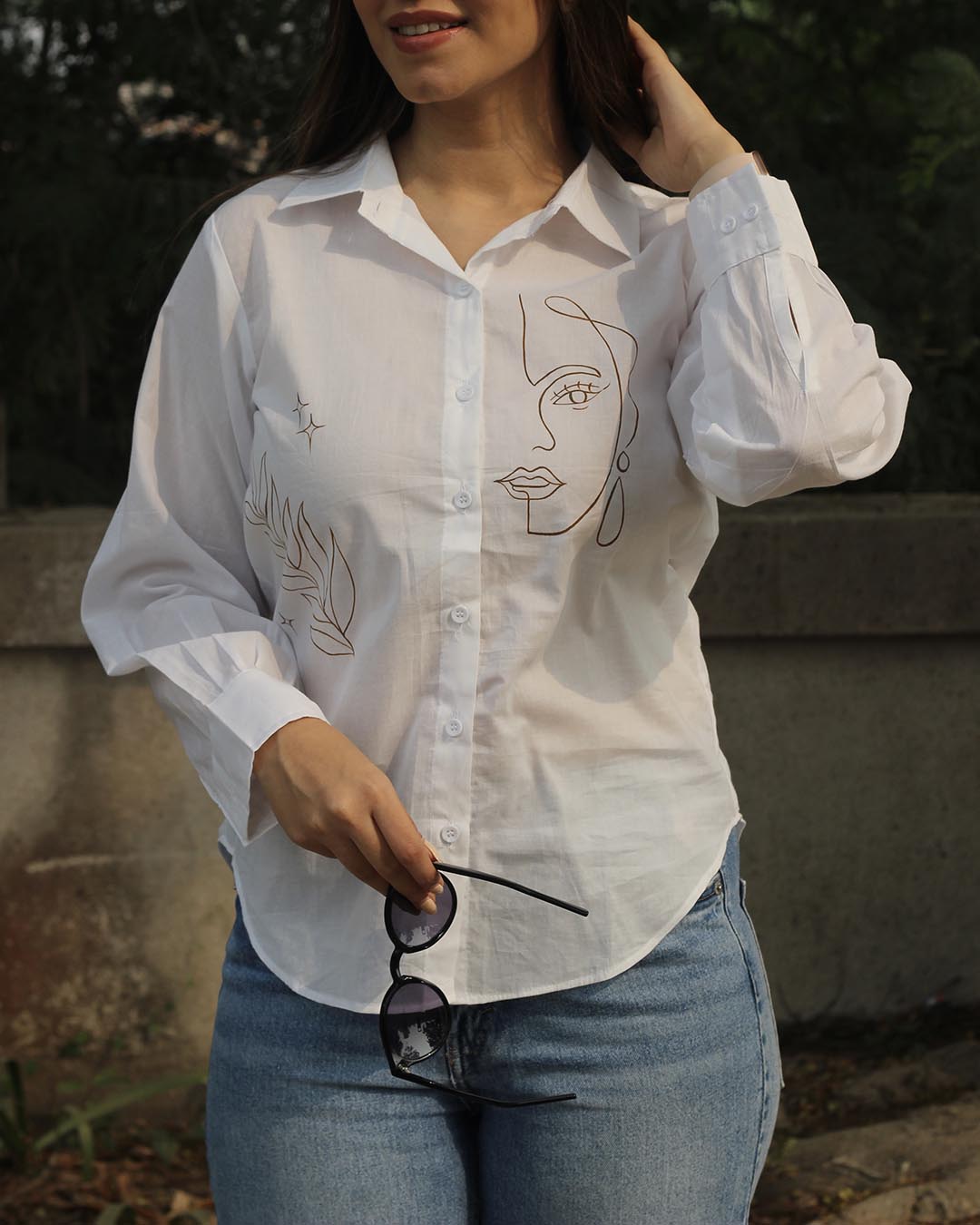 Bohemian Hand-Painted White Shirt
