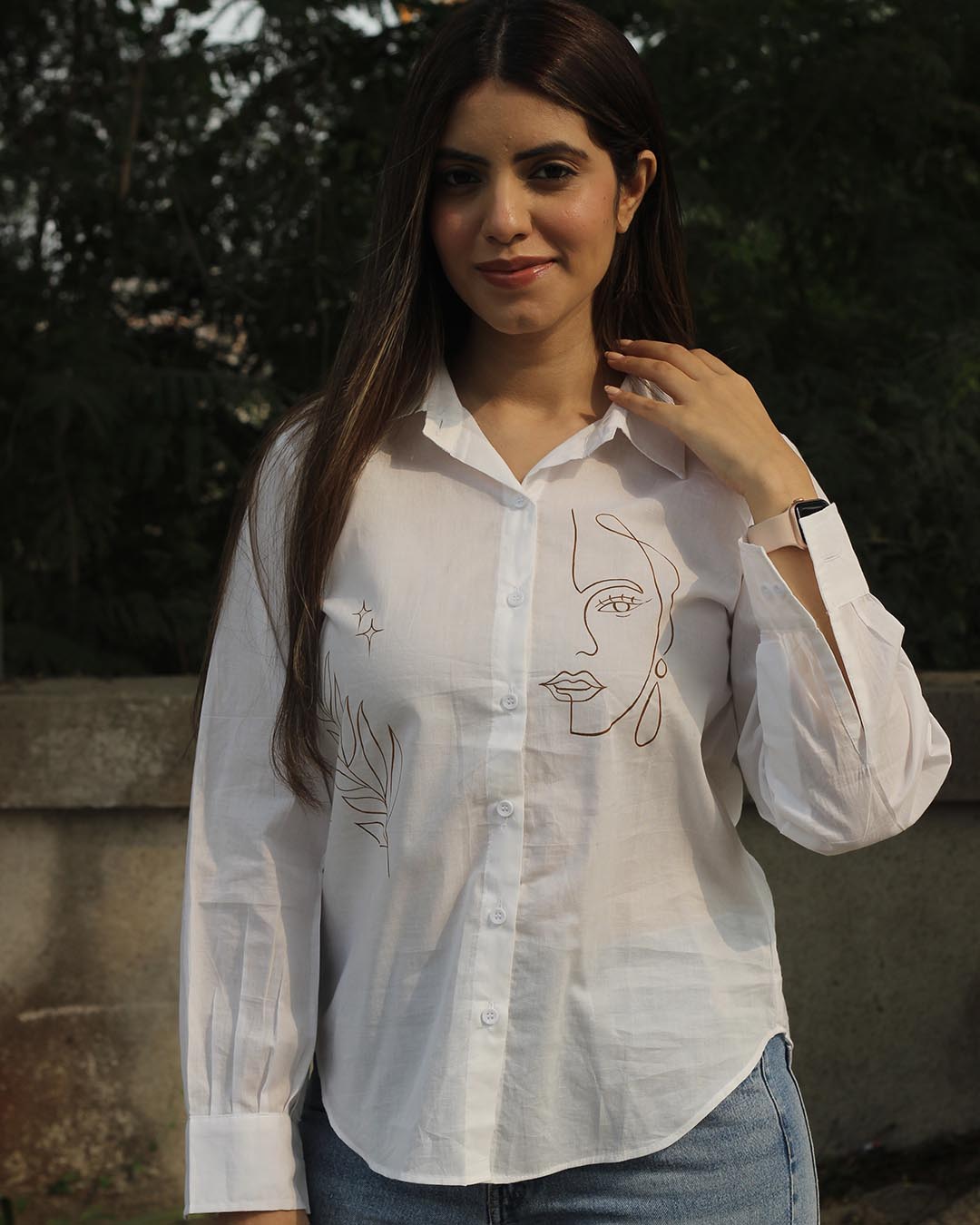 Bohemian Hand-Painted White Shirt