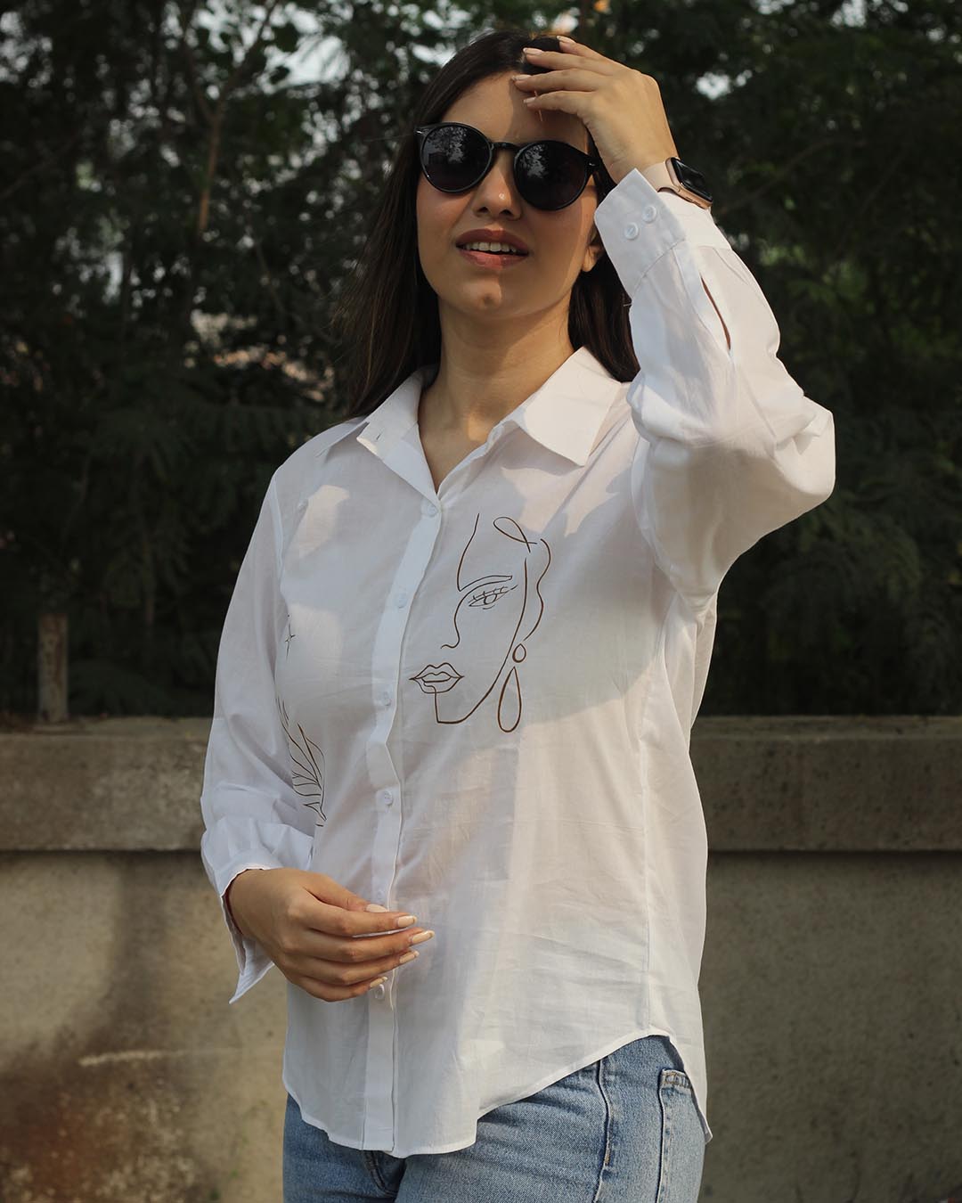 Bohemian Hand-Painted White Shirt