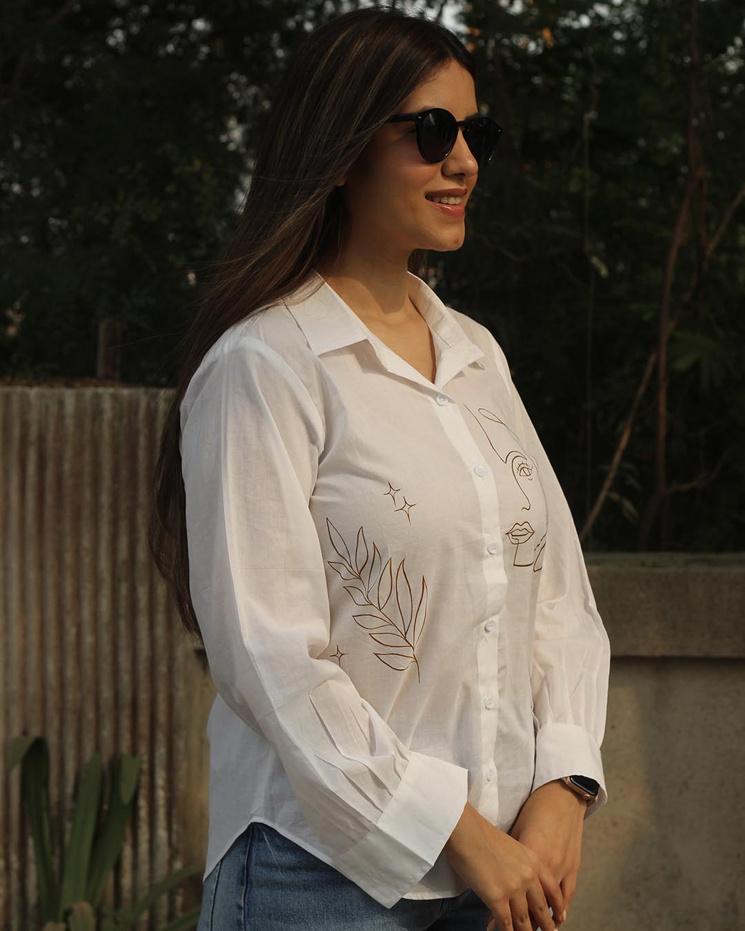 Bohemian Hand-Painted White Shirt