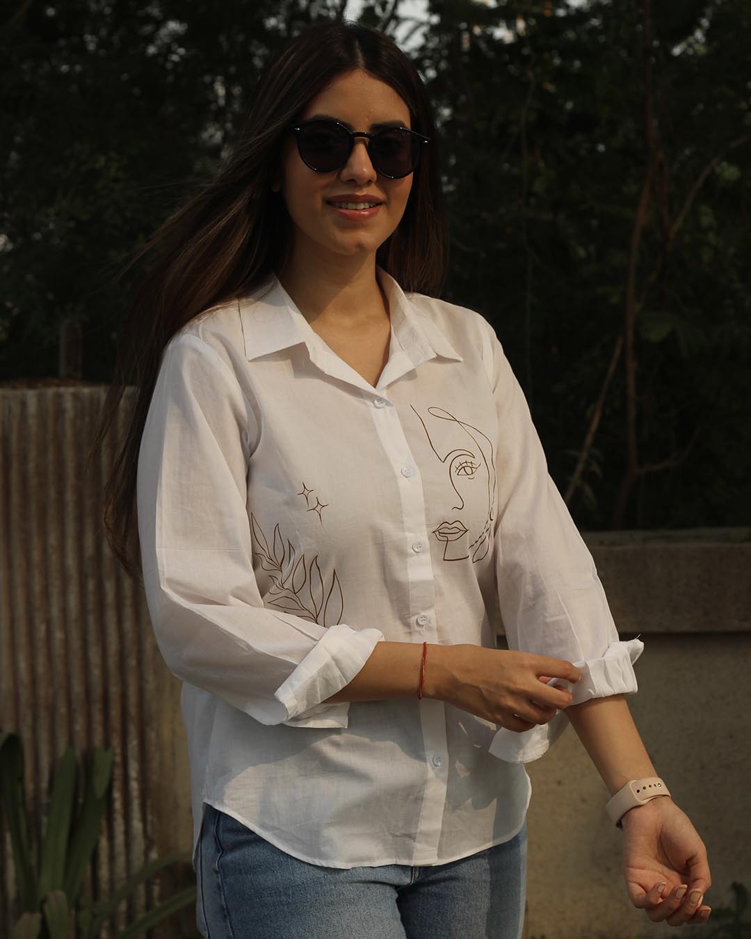 Bohemian Hand-Painted White Shirt