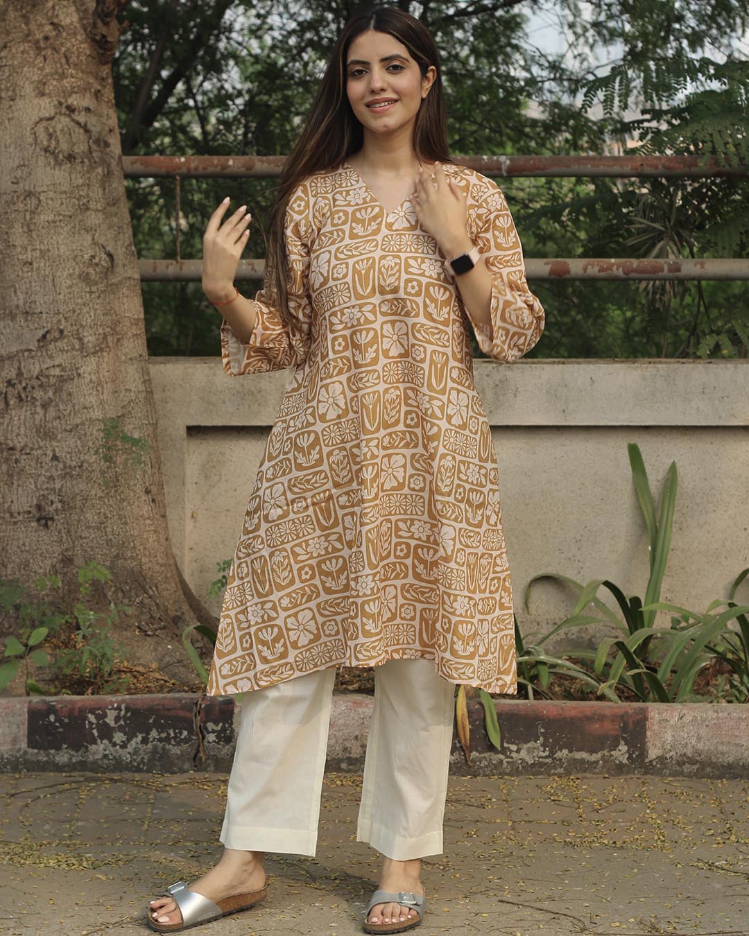 Mustard Harmony Long Kurta