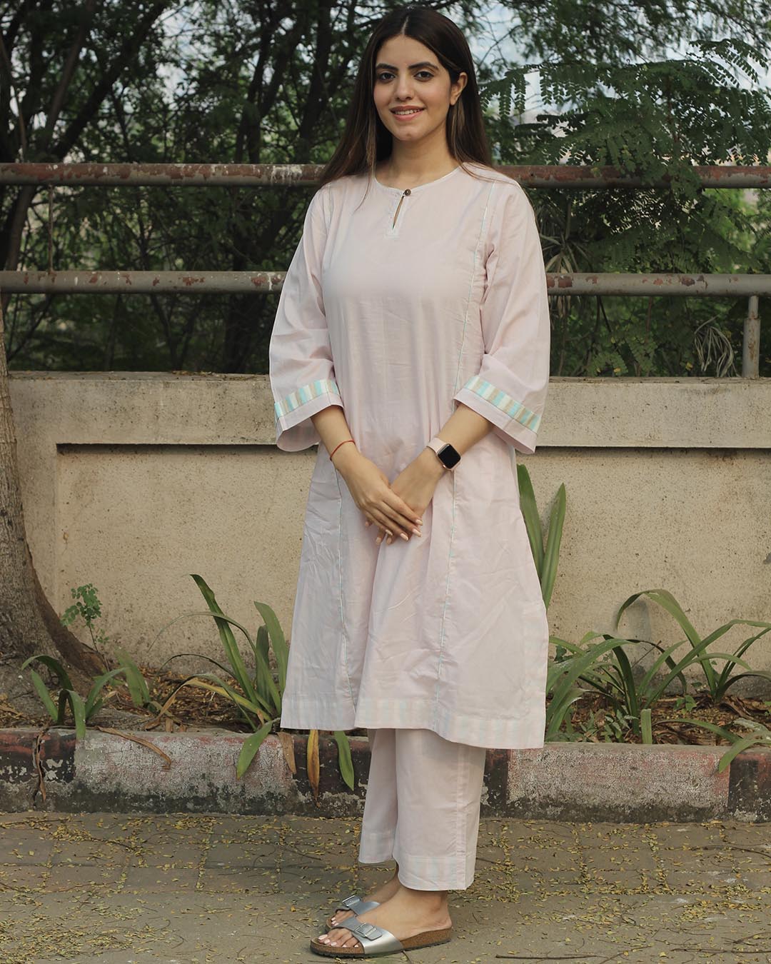 Subtle Pink Premium Cotton Kurta Pant Set