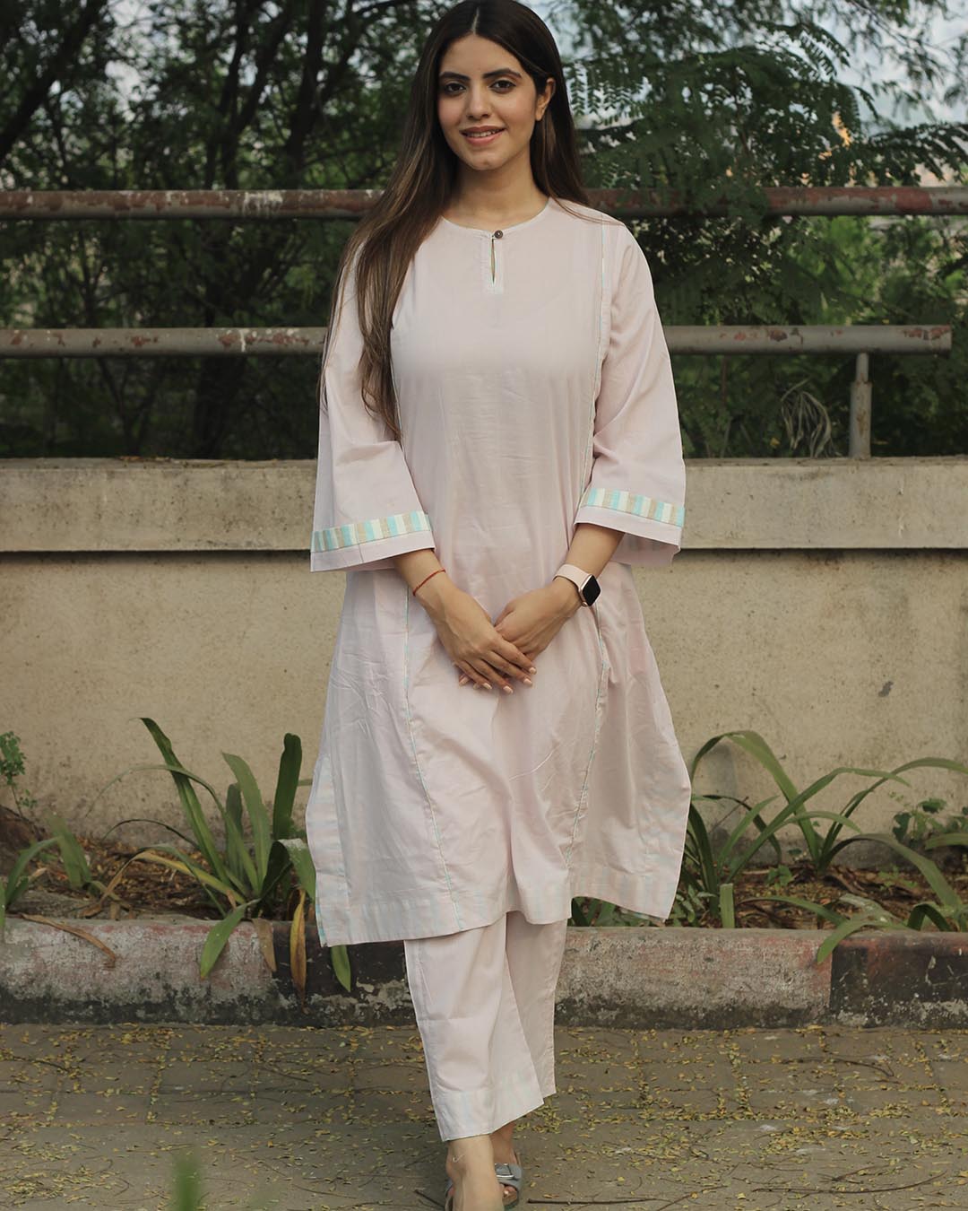 Subtle Pink Premium Cotton Kurta Pant Set