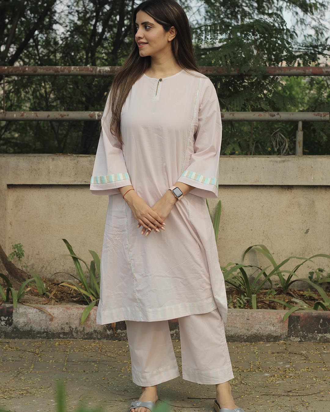 Subtle Pink Premium Cotton Kurta Pant Set