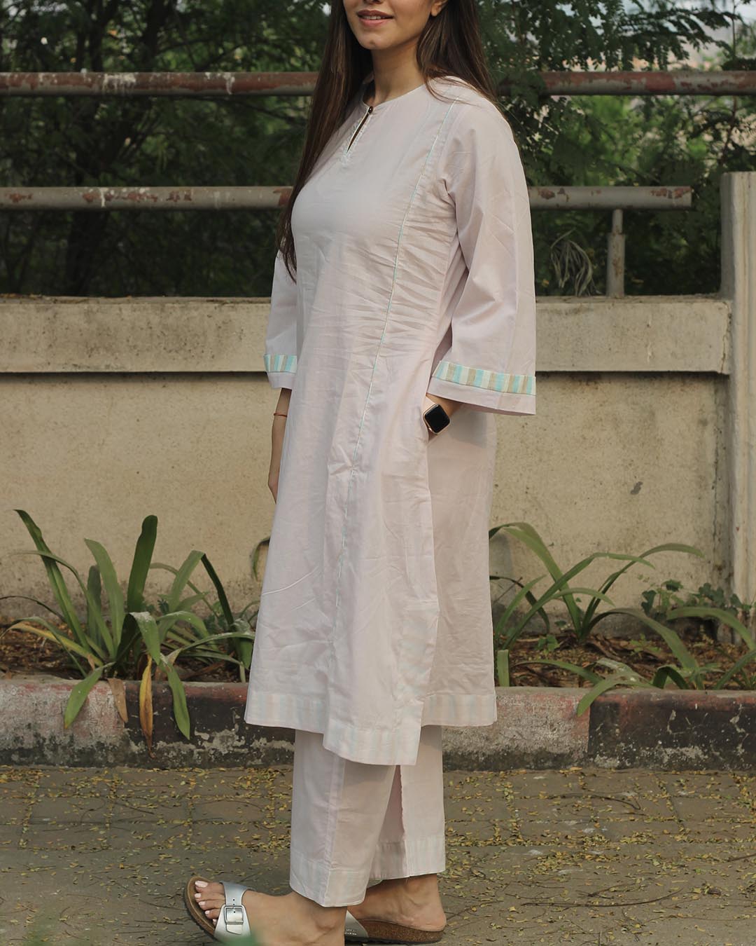 Subtle Pink Premium Cotton Kurta Pant Set