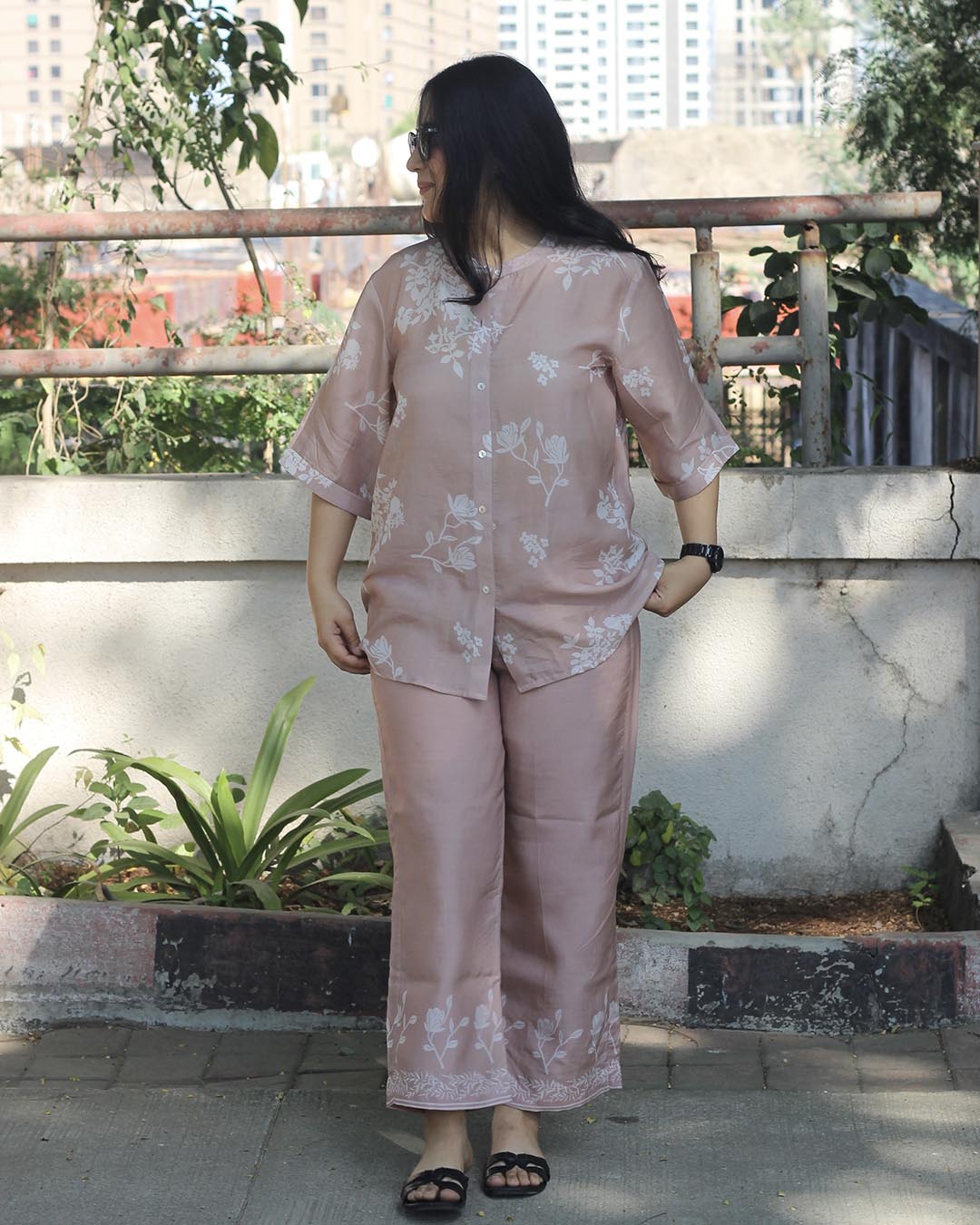 Ivory bloom Pure cotton silk co-ord set