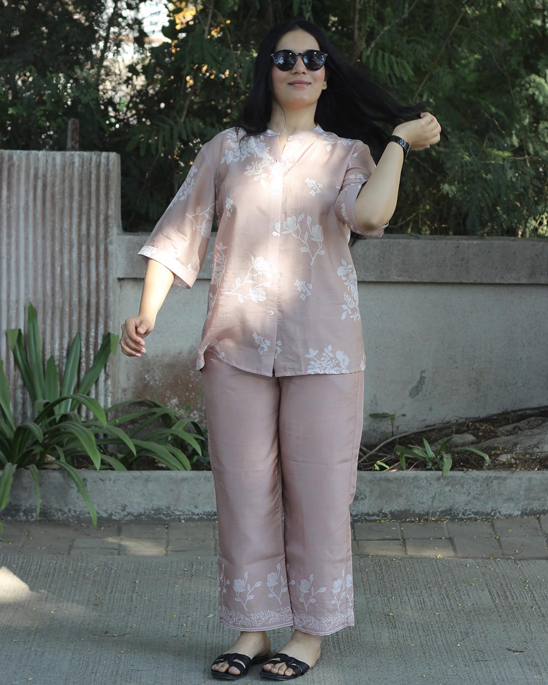 Ivory bloom Pure cotton silk co-ord set