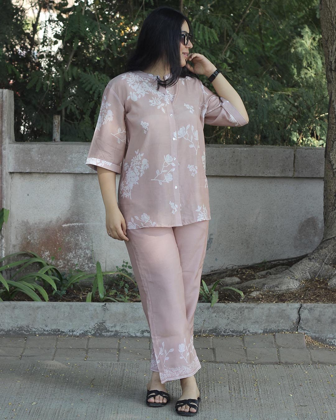 Ivory bloom Pure cotton silk co-ord set