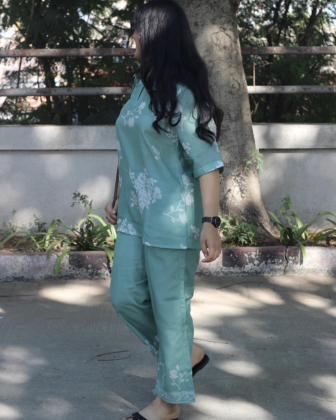 Aqua bloom Pure cotton silk co-ord set