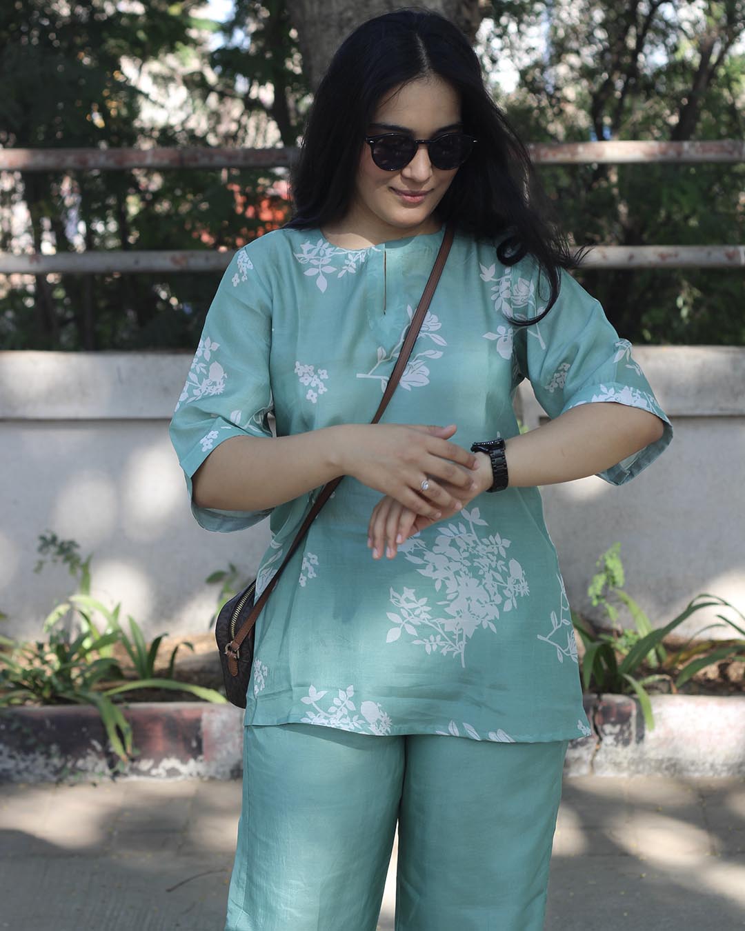 Aqua bloom Pure cotton silk co-ord set