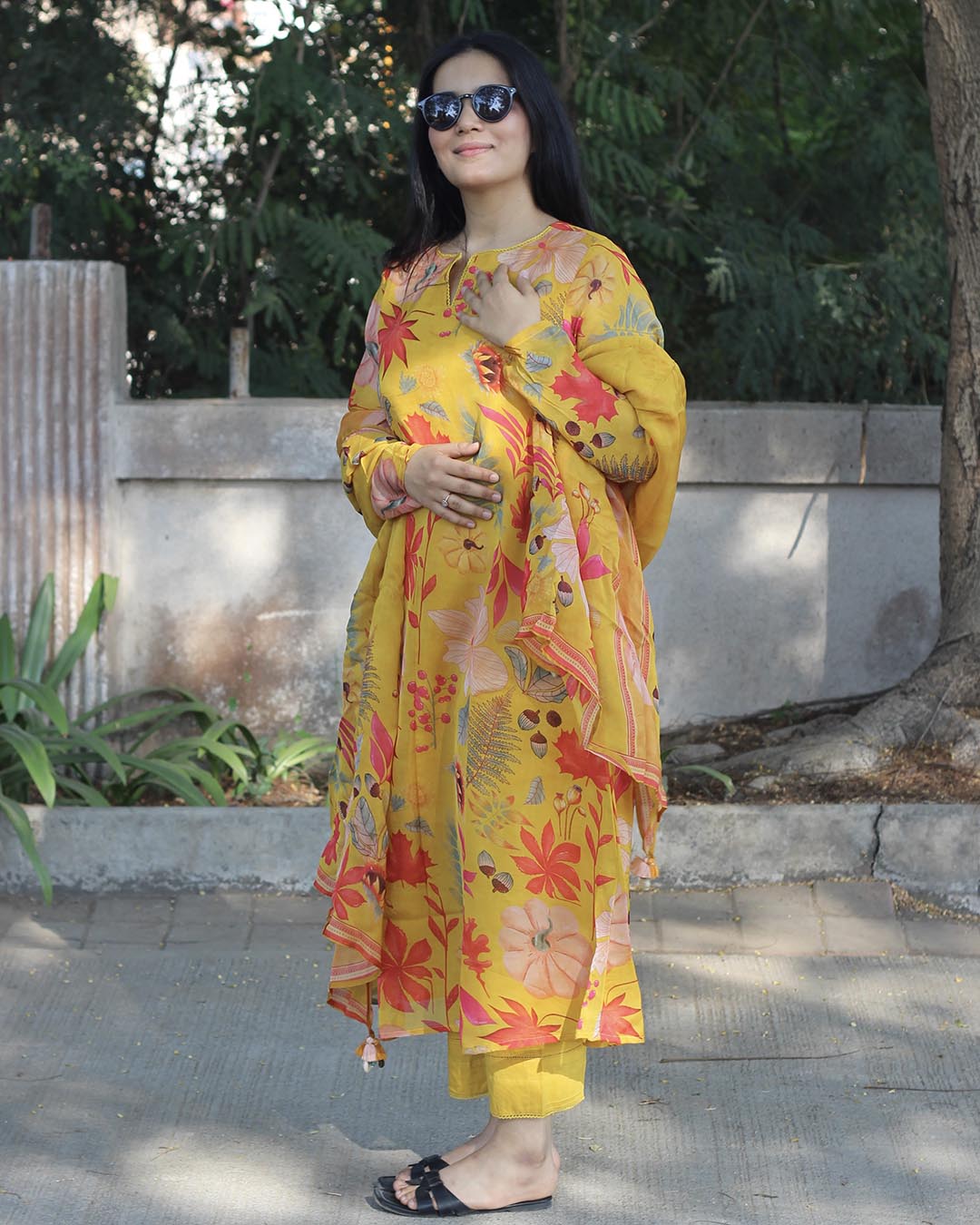 Sunkissed – Yellow Pure Organza Floral Suit Set