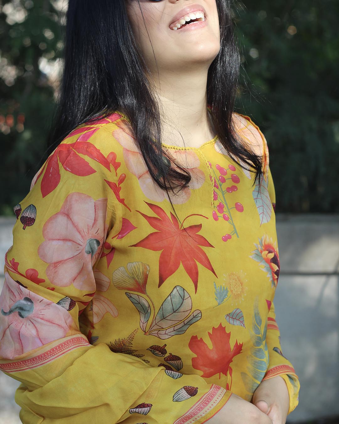 Sunkissed – Yellow Pure Organza Floral Suit Set