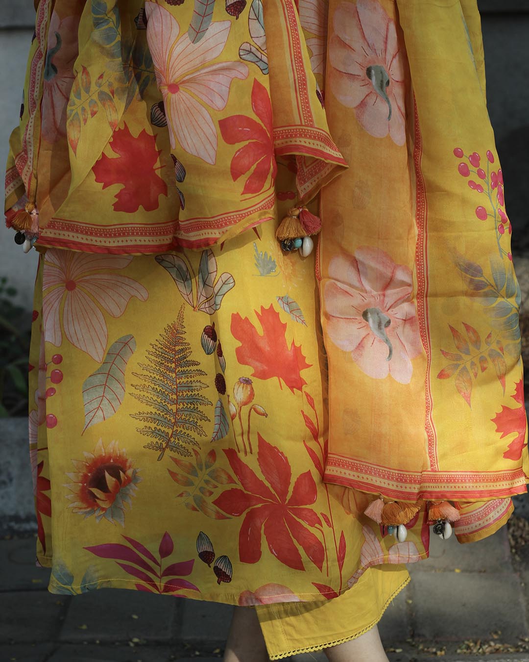 Sunkissed – Yellow Pure Organza Floral Suit Set